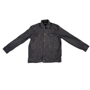ACDC‎ Jacket Mens Small Black Denim Back in Black Button Up Pockets Long Sleeve